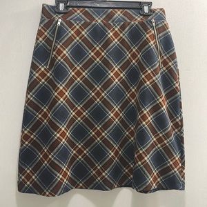 Plaid Skirt Le Lis - Stitch Fix Boutique Brand Sz L Large Brown Blue